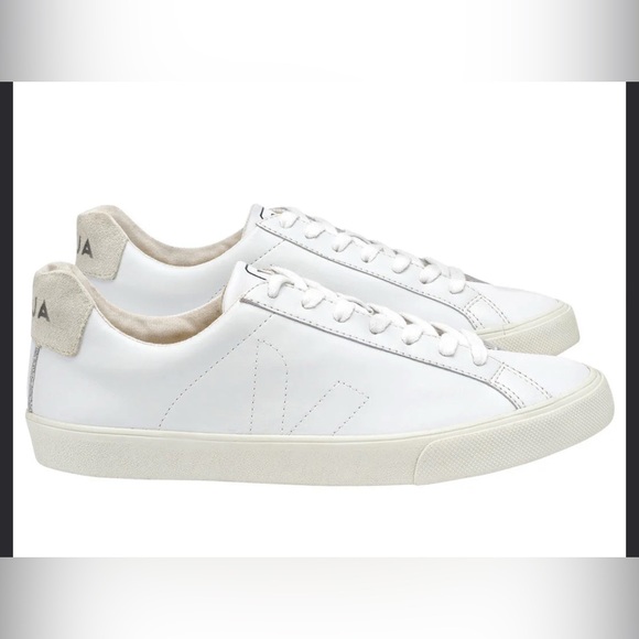 Veja EXCELLENT Esplar bright white leather stitched logo low top sneaker -5 - Picture 2 of 16